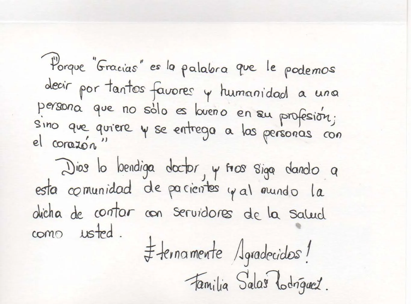 Handwritten postcard from a patient