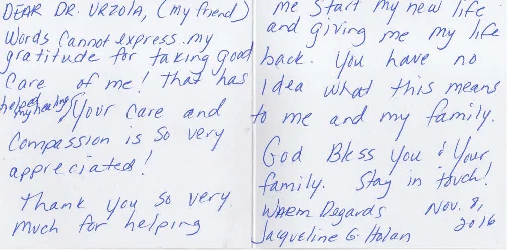 Handwritten postcard from a patient